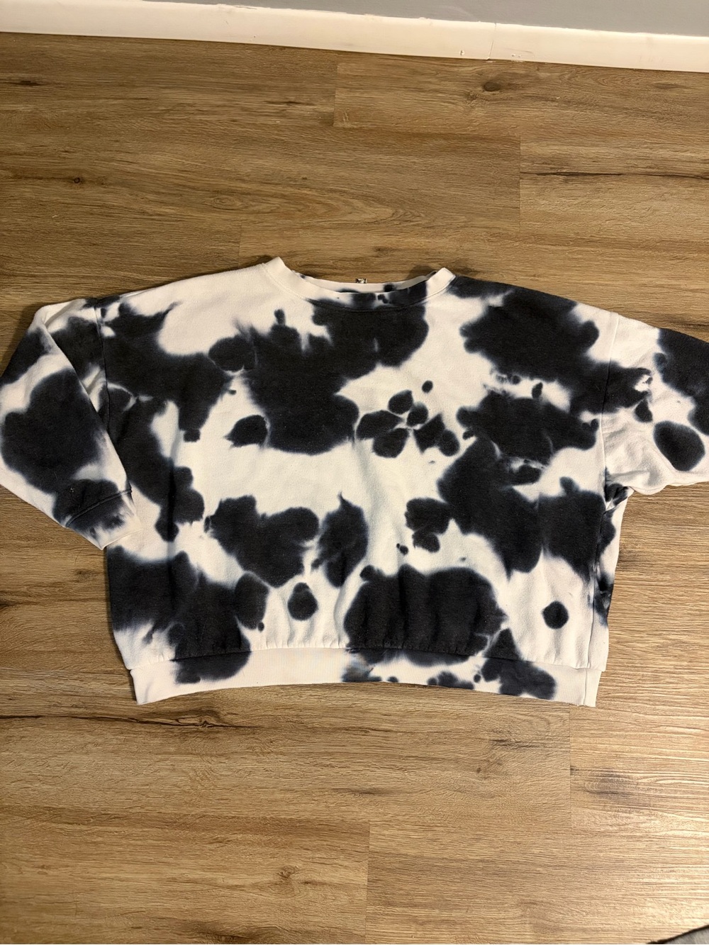 Free People oversized  Tie-Dye Sweatshirt in Black and White
